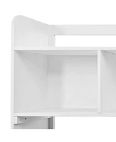 Fir Wood Potting Bench with Hutch & Shelves