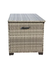 Wicker Patio Furniture Storage Box (Grey )