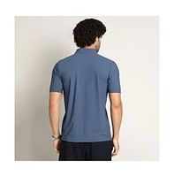 Campus Sutra Men's Steel Blue Seamless Waffle Polo T-Shirt