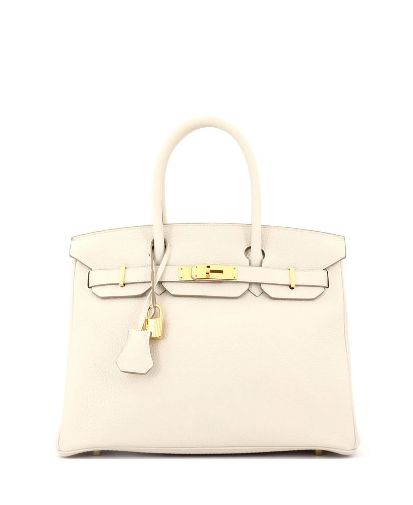Pre-Owned Hermes Birkin 30 Handbag Light Clemence with Gold Hardware