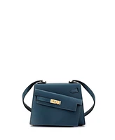 Pre-Owned Hermes 20 Kelly Sellier en Desordre Bag Blue Epsom with Permabrass Hardware