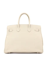 Pre-Owned Hermes Birkin 35 Handbag Light Clemence with Palladium Hardware