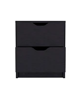 Contemporary Two-Drawer Faux Wood Nightstand with Smooth Glide Storage