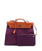 Pre-Owned Hermes 39 Herbag Zip Leather and Toile