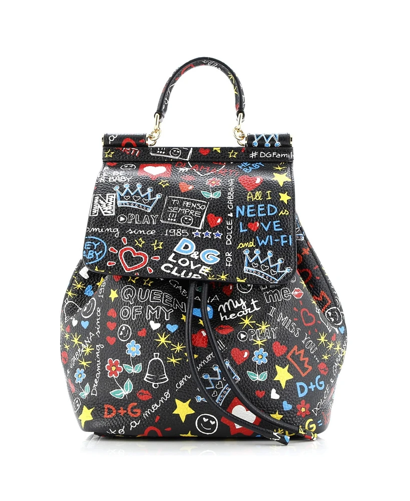 Pre-Owned Dolce & Gabbana Small Miss Sicily Backpack Printed Leather