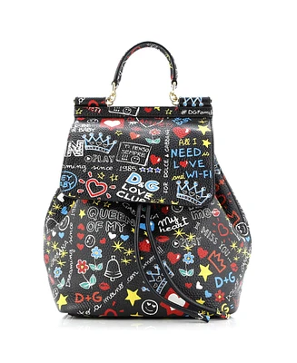 Pre-Owned Dolce & Gabbana Small Miss Sicily Backpack Printed Leather