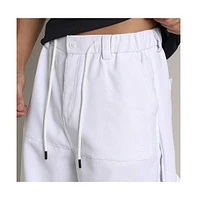 Campus Sutra Men's Chalk White Relaxed-Panel Cargo Trousers