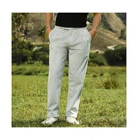 Campus Sutra Men's Cloud Grey Veined Tailored Trousers