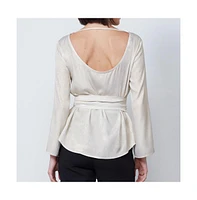 Etcetera Women's Metallic Blouse With Belt Sensibility