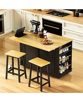Rolling Kitchen Island Cart with Drop Leaf & Storage