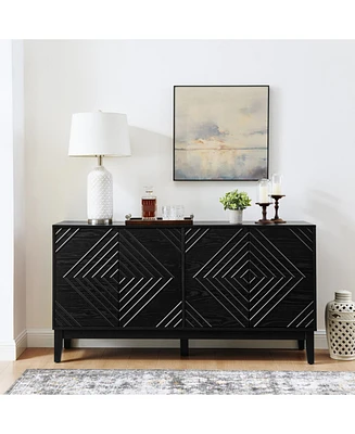 Black Farmhouse Buffet Cabinet - 60.5" Sideboard