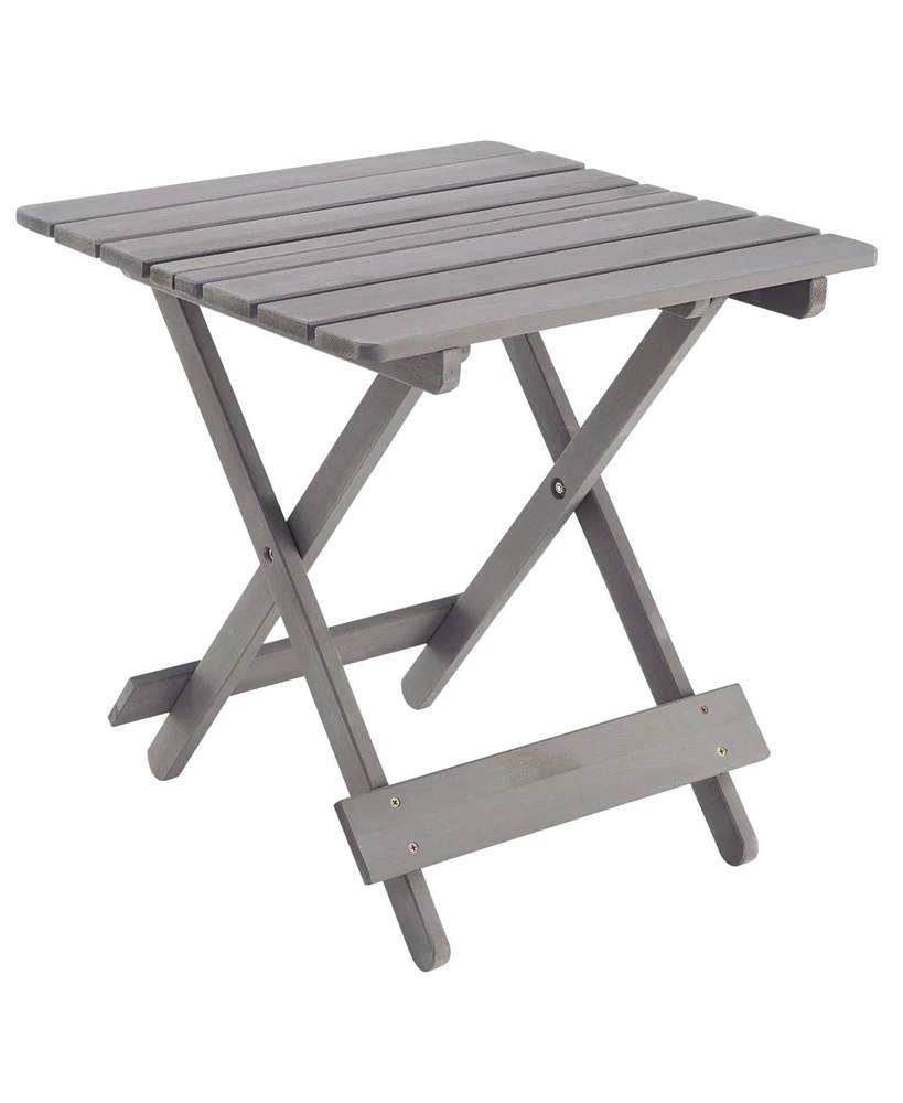 Folding Square Patio Table - Solid Wood, Grey