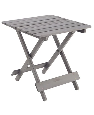 Folding Square Patio Table - Solid Wood, Grey