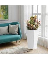 30" Metal Tapered Planter - White, Indoor/Outdoor