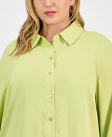 I.n.c. International Concepts Plus Collared Split-Side Shirt, Exclusively at Macy's