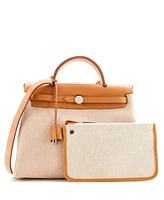 Pre-Owned Hermes 31 Herbag Zip Criss Viking Toile and Leather