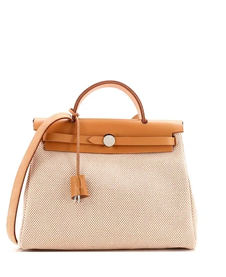 Pre-Owned Hermes 31 Herbag Zip Criss Viking Toile and Leather