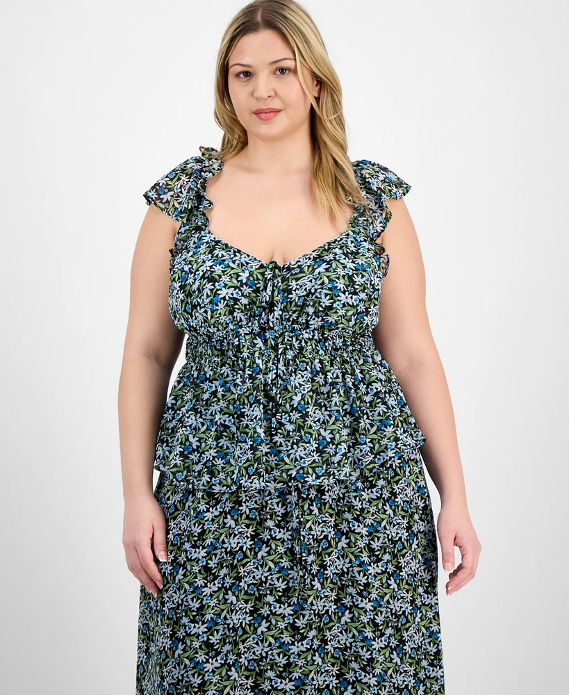 On 34th Trendy Plus Ruffled-Strap Smocked Top, Exclusively at Macy's