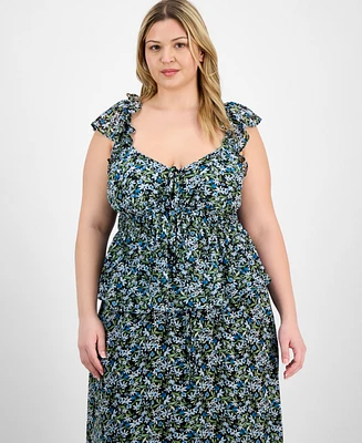 On 34th Trendy Plus Ruffled-Strap Smocked Top, Exclusively at Macy's