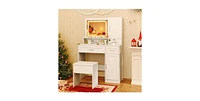 Makeup Vanity Desk with Mirror and Lights Dressing Table and Stool Set