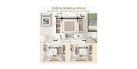 Makeup Vanity Desk with Mirror and Adjustable Storage Shelves