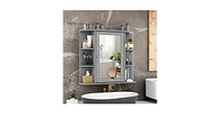 Wall-Mounted Bathroom Mirror Cabinet with Storage Shelves