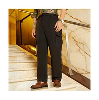 Campus Sutra Men's Midnight Black Straight-Fit Cargo Trousers