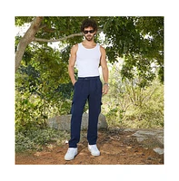 Campus Sutra Men's Indigo Blue Utility Pleated Trousers