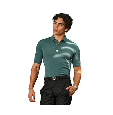 Campus Sutra Men's Emerald Green Warp-Tactile Polo T-Shirt