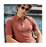 Campus Sutra Men's Sienna Brown Seamless Solid Polo T-Shirt