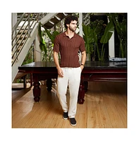 Campus Sutra Men's Chocolate Brown Stripe-Textured Polo T-Shirt