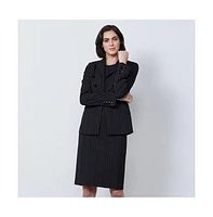 Etcetera Women's Colorful Black with Pinstripes Blazer Conversation