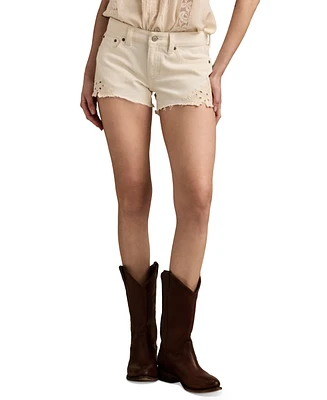 Lucky Brand Women's Festival Low-Rise Distressed Denim Shorts