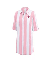 Tommy Bahama Women's Pink Philadelphia Phillies Rugby Beach Boyfriend Full-Button Top