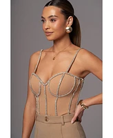 Jluxlabel Women's Illusions Rhinestone Corset
