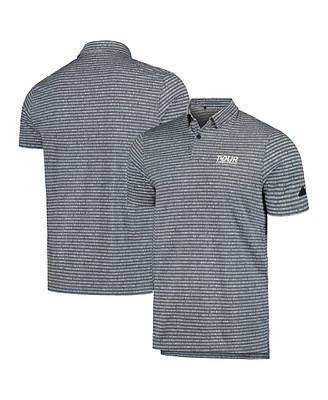 Adidas Men's Charcoal Tour Championship Go-To Striped Tri-Blend Aeroready Golf Polo Shirt