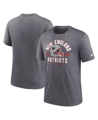 Nike Men's Heather Charcoal New England Patriots Helmet Tri-Blend T-Shirt