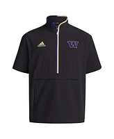 Adidas Men's Washington Huskies Coaches Sideline Half-Zip Short Sleeve Jacket