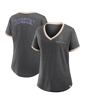 Fanatics Women's Black Colorado Rockies Binge Worthy Stadium Slub V-Neck T-Shirt