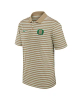 Nike Men's Tan Oregon Ducks Athletic Prep Striped Performance Polo Shirt