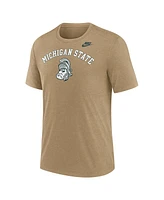 Nike Men's Heather Light Brown Michigan State Spartans Legacy Arch Tri-Blend T-Shirt