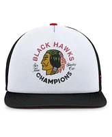 Fanatics Men's White/Black Chicago Blackhawks Decades Collection Foam Front Snapback Hat