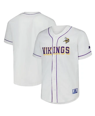 Starter Men's White Minnesota Vikings Relay Full-Button Baseball Jersey
