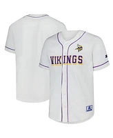 Starter Men's White Minnesota Vikings Relay Full-Button Baseball Jersey