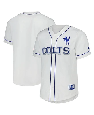 Starter Men's White Indianapolis Colts Relay Vintage Full-Button Baseball Jersey