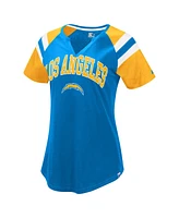 Starter Women's Powder Blue Los Angeles Chargers Game On Notch Neck Raglan T-Shirt