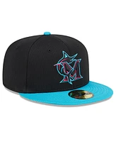 New Era Men's Black/Teal Miami Marlins 2025 City Connect Batting Practice 59FIFTY Fitted Hat
