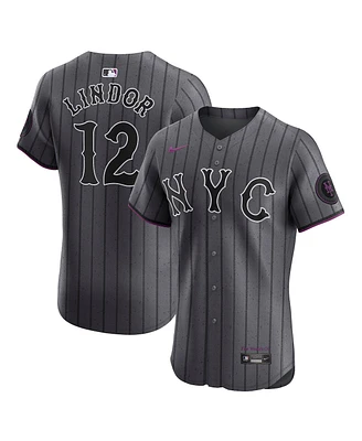 Nike Men's Francisco Lindor Gray New York Mets City Connect Elite Jersey
