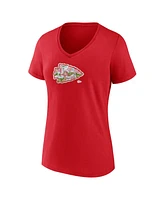 Logo Athletic Women's Red Kansas City Chiefs Number 1 Mom Floral V-Neck T-Shirt