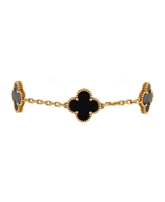 Pre-Owned Van Cleef & Arpels Vintage Alhambra 5 Motifs Bracelet 18K Gold and Onyx